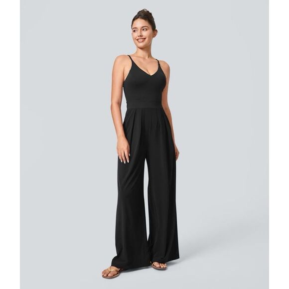 HALARA Women’s Black “Play It My Way” Wide-Leg Jumpsuit NWT Size XS - Picture 1 of 13